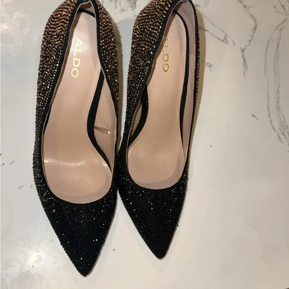 Aldo Black and Gold Studded Heels - Picture 5 of 9